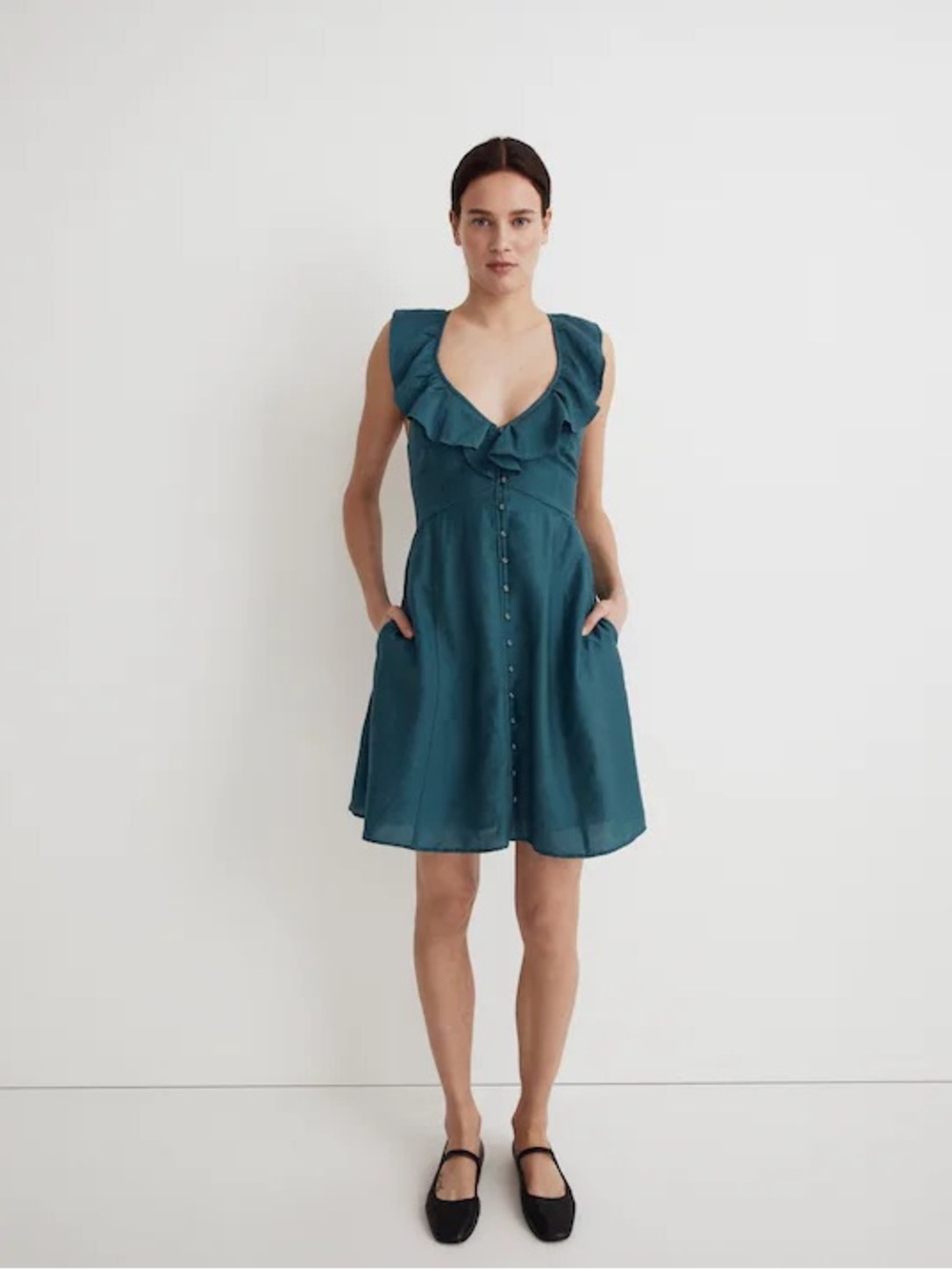 Madewell Ruffle Button-Front Mini Dress